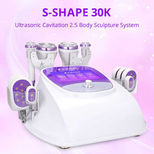 6 In 1 S Shape 30K Cavitation Machine with Laser Pads