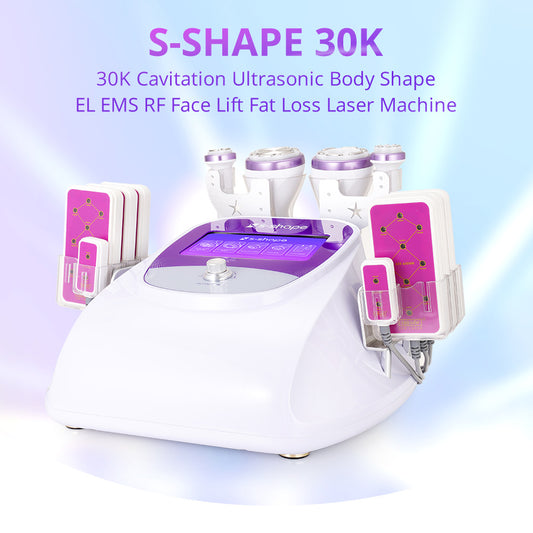 New 30K Cavitation Ultrasonic S Shape EL EMS RF Face Lift Fat Loss 160mw Led Laser Body Shaping Machine