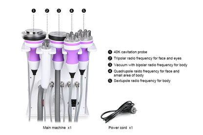 5-1 Ultrasound Cavitation 2.0 Radio Frequency Vacuum Cellulites Slim Machine