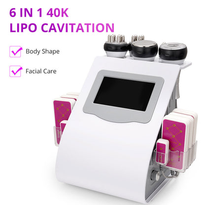 6 In 1 Ultrasonic Cavitation RF Vacuum Lipo Laser Weight Loss Body Slim Machine