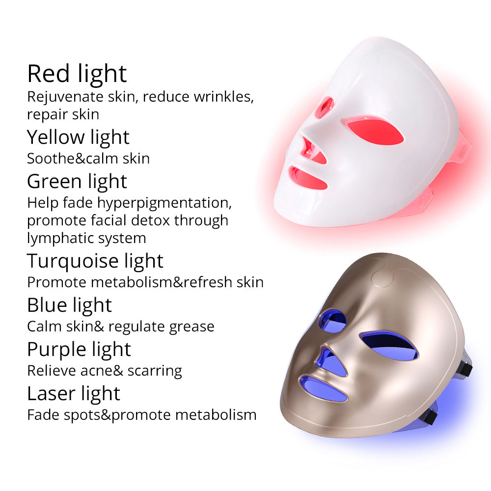 7 Colors LED Photon Acne Removal Rechargeable Touch Control Mask