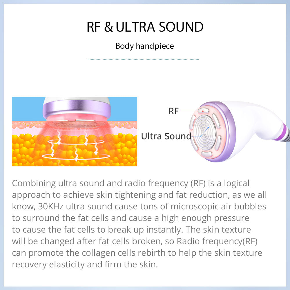 Ultrasonic Cavitation 2.5 Vacuum RF Fat Reduction 30K Skin Tightening Machine